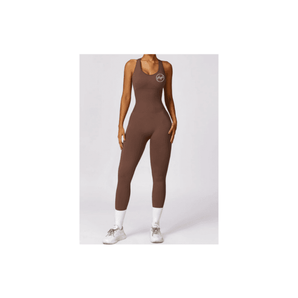 Coffee Beautiful Back Seamless Jumpsuit - Image 2