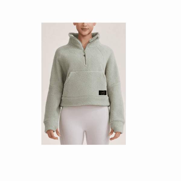 Mint Green Fleece Half Zip Sports Sweatshirt