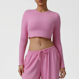 Snug-Fit Cropped Long Sleeve Top