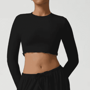 Snug-Fit Cropped Long Sleeve Top