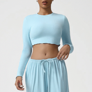 Snug-Fit Cropped Long Sleeve Top