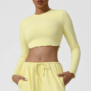Snug-Fit Cropped Long Sleeve Top