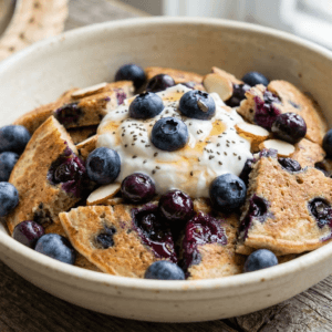 Blueberry Protein Pancake Bowl
